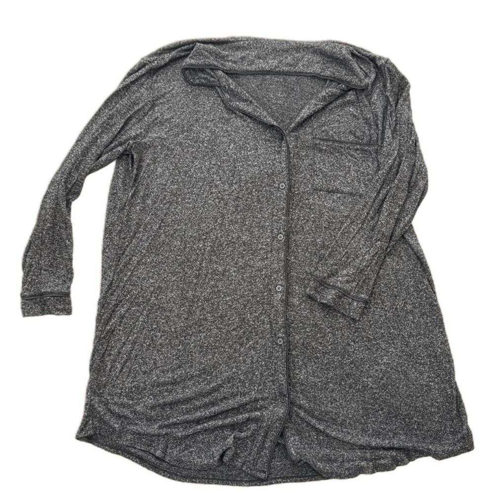 Stars Above Heather Gray Collared Button-Up Sleep Dress